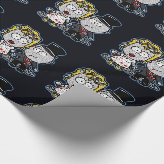 Cartoon Zombie bruid en bruidegom huwelijkscadeau  Cadeaupapier (Hoek)