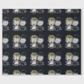 Cartoon Zombie bruid en bruidegom huwelijkscadeau  Cadeaupapier (Vlak)