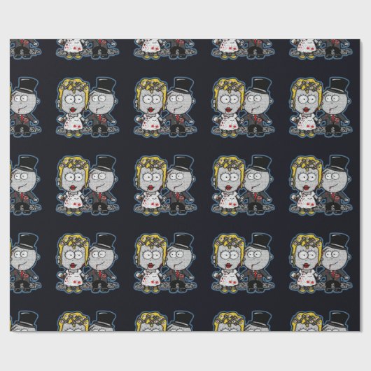 Cartoon Zombie bruid en bruidegom huwelijkscadeau  Cadeaupapier (Vlak)