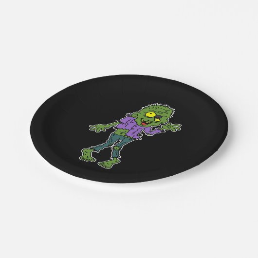 Cartoon Zombie Halloween Party Papieren Bordje (Gekanteld)