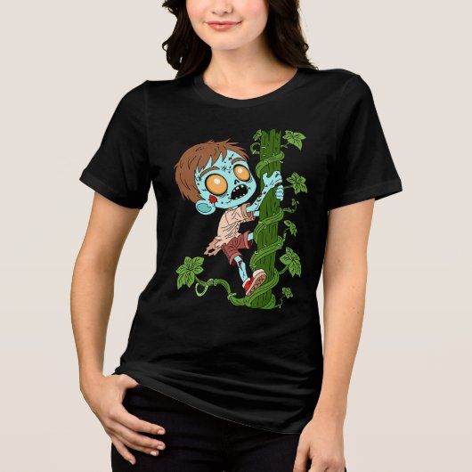 Cartoon Zombie Jack en de Bonenstaak Tri-Blend Shirt (Voorkant)