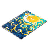 cartoon zon en maan houden van vrede notitieboek (Linkerzijde)