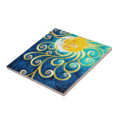 cartoon zon en maan houden van vrede tegeltje (Zijkant)