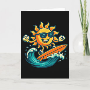 Cartoon Zon Surfen Zomer Strand Golf Art  Kaart