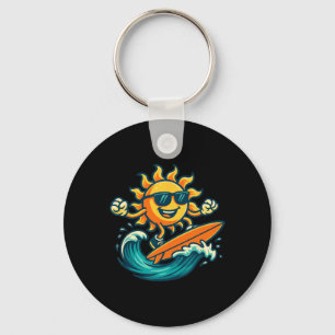 Cartoon Zon Surfen Zomer Strand Golf Kunst Sleutelhanger
