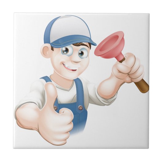 Cartoon zuiger man tegeltje (Voorkant)
