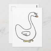Cartoon zwaan sierlijk wit vogelontwerp briefkaart (Voorkant / Achterkant)