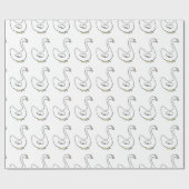 Cartoon zwaan sierlijk wit vogelontwerp cadeaupapier (Vlak)