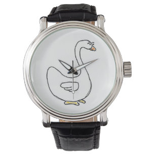Cartoon zwaan sierlijk wit vogelontwerp horloge