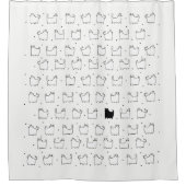 Cartoon zwart kat wit katten douchegordijn (Voorkant)