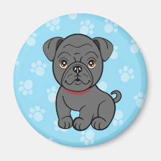 Cartoon Zwart Pug Magnet