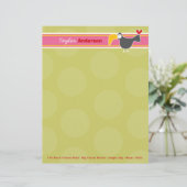 Cartoon Zwart Toucan Vogelgroen Stippen Kinder Kin Briefhoofd Ontwerp (Staand voorkant)