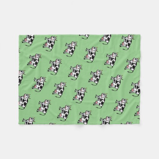 Cartoon zwart-wit Koe Fleece Deken (Voorkant (Horizontaal))
