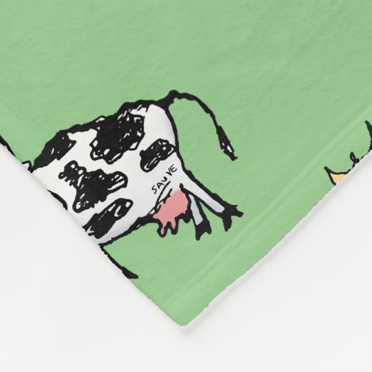 Cartoon zwart-wit Koe Fleece Deken (Hoek)