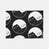 Cartoon zwarte en witte katten , yin yang - teken fleece deken (Voorkant (Horizontaal))