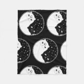 Cartoon zwarte en witte katten , yin yang - teken fleece deken (Voorkant)