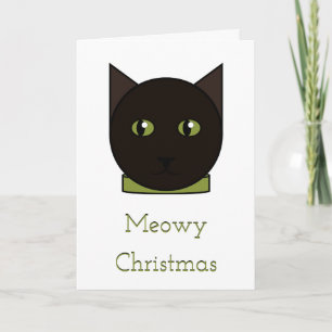 Cartoon Zwarte Kat Kerst Kaart
