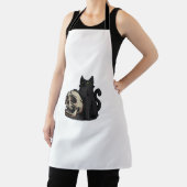 Cartoon zwarte kattenschedel illustratie voor volw schort (Insitu)