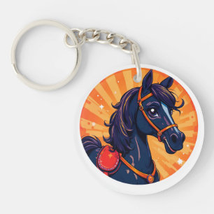 🐎Cartoon Zwarte Paard Kleur Spetter Sleutelhanger
