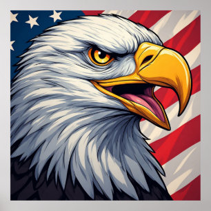 Cartoonadelaar met patriottisch ontwerp van de Ame Poster