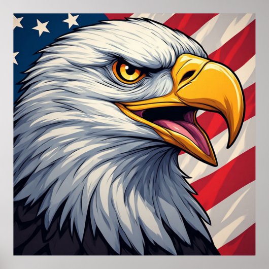 Cartoonadelaar met patriottisch ontwerp van de Ame Poster (Voorkant)