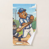 Cartoonbeer speelt honkbal bad handdoek (Handdoek)