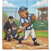Cartoonbeer speelt honkbal douchegordijn (Voorkant)