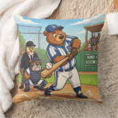 Cartoonbeer speelt honkbal kussen (Deken)