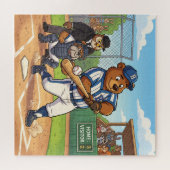 Cartoonbeer speelt honkbal legpuzzel (Horizontaal)