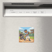 Cartoonbeer speelt honkbal magneet (Insitu (Vaatwasser))