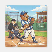 Cartoonbeer speelt honkbal magneet (Voorkant)