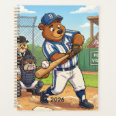 Cartoonbeer speelt honkbal | Personaliseer Planner (Voorkant)