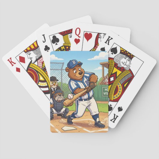 Cartoonbeer speelt honkbal pokerkaarten (Achterkant)