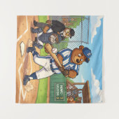 Cartoonbeer speelt honkbal wandkleed (Voorkant (horizontaal))