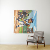 Cartoonbeer speelt honkbal wandkleed (In Situ (horizontaal))