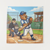 Cartoonbeer speelt honkbal wandkleed (Voorkant)