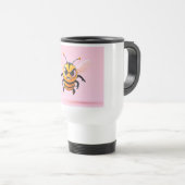 Cartoonbij op roze achtergrond reisbeker (Voorkant rechts)