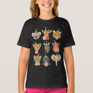 Cartoondierentuin met feesthoeden & Bubble Gum T-shirt