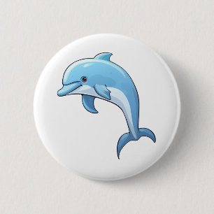 Cartoondolfijnillustratie Ronde Button 5,7 Cm