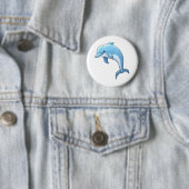 Cartoondolfijnillustratie Ronde Button 5,7 Cm (In situ)