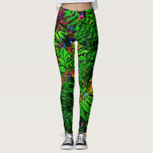 Cartooned Varen Leaf Oerwoud Leggin Print