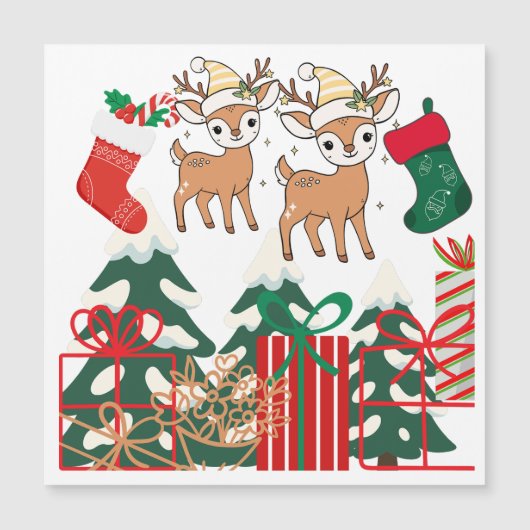 Cartooneend & Kerst Elementen Magnetische Kaart (Voorkant)