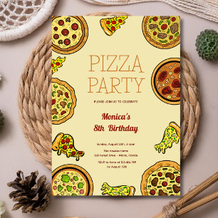 Cartoones pizzafeest verjaardag kaart