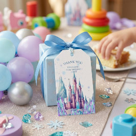 Cartooneskasteel Frozen Kingdom 1e verjaardag Cadeaulabel