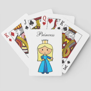 Cartooneske Clip Art Schattig Blond Prinses in Bla Pokerkaarten