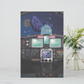 Cartooneske cockpit van ruimteschip briefpapier (Staand voorkant)