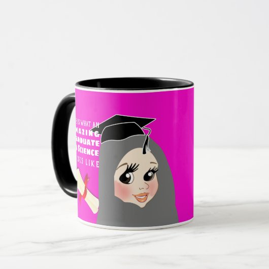 Cartooneske GRADUATE Cadeau  Vrouwelijke Hidjab Mo Mok (Voorkant links)