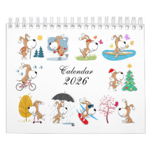 Cartooneske grappige lieve puppyhondliefhebber 202 kalender