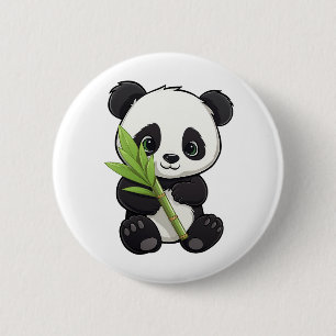 Cartooneske panda-illustratie ronde button 5,7 cm