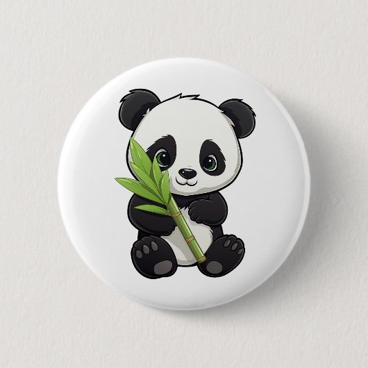 Cartooneske panda-illustratie ronde button 5,7 cm (Voorkant)